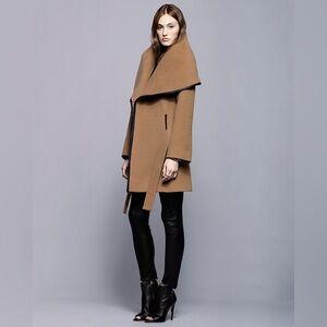 Menchi x Intermix camel wool cashmere dramatic collar jacket coat S